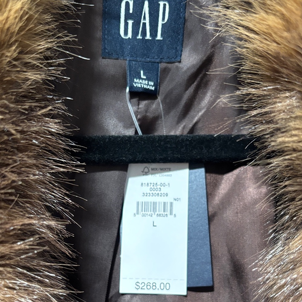 GAP Women's Brown Leopard Faux Fur Jacket - Picture 3 of 5